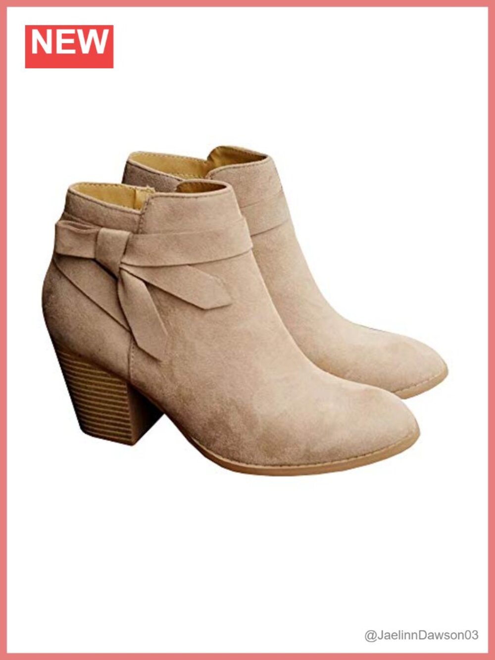 Women's Tie Knot Chelsea Ankle Boots Closed Toe Stacked Heel Faux Suede Booties